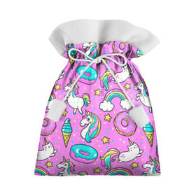 Подарочный 3D мешок с принтом Котики и Единороги , 100% полиэстер | Размер: 29*39 см | единорог | мороженое | пони | пончики | радуга | розовый