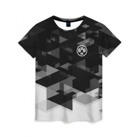 Женская футболка 3D с принтом Borussia Geometry Sport , 100% полиэфир ( синтетическое хлопкоподобное полотно) | прямой крой, круглый вырез горловины, длина до линии бедер | боруссия | дортмунд