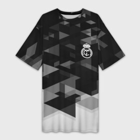 Платье-футболка 3D с принтом Real Madrid Geometry Sport ,  |  | abstraction | championship | fc | football | footer | polygon | real madrid | soccer | socker | sport | абстракция | одежда | спорт | спортивный | униформа | футбол | футбольный клуб | чемпионат