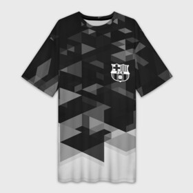 Платье-футболка 3D с принтом Barcelona Geometry Sport ,  |  | abstraction | barcelona | championship | fc | football | footer | polygon | soccer | socker | sport | абстракция | барселона | одежда | спорт | спортивный | униформа | футбол | футбольный клуб | чемпионат