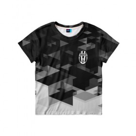 Детская футболка 3D с принтом Juventus Geometry Sport , 100% гипоаллергенный полиэфир | прямой крой, круглый вырез горловины, длина до линии бедер, чуть спущенное плечо, ткань немного тянется | Тематика изображения на принте: 