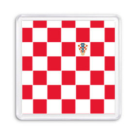 Магнит 55*55 с принтом Хорватия домашняя форма 2018 , Пластик | Размер: 65*65 мм; Размер печати: 55*55 мм | 