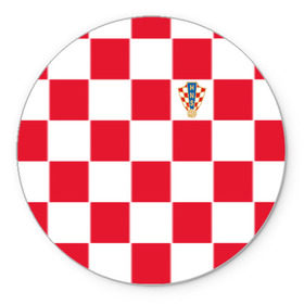 Коврик круглый с принтом Хорватия домашняя форма 2018 , резина и полиэстер | круглая форма, изображение наносится на всю лицевую часть | 