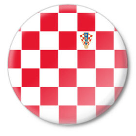 Значок с принтом Хорватия домашняя форма 2018 ,  металл | круглая форма, металлическая застежка в виде булавки | 
