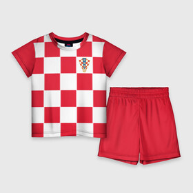 Детский костюм с шортами 3D с принтом Хорватия домашняя форма 2018 ,  |  | 