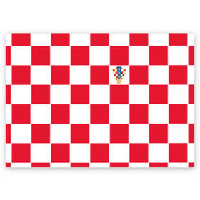 Поздравительная открытка с принтом Хорватия домашняя форма 2018 , 100% бумага | плотность бумаги 280 г/м2, матовая, на обратной стороне линовка и место для марки
 | 