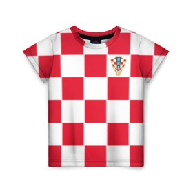 Детская футболка 3D с принтом Хорватия домашняя форма 2018 , 100% гипоаллергенный полиэфир | прямой крой, круглый вырез горловины, длина до линии бедер, чуть спущенное плечо, ткань немного тянется | 
