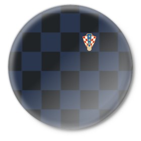 Значок с принтом Хорватия форма гостевая 2018 ,  металл | круглая форма, металлическая застежка в виде булавки | Тематика изображения на принте: 