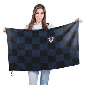 Флаг 3D с принтом Хорватия форма гостевая 2018 , 100% полиэстер | плотность ткани — 95 г/м2, размер — 67 х 109 см. Принт наносится с одной стороны | 