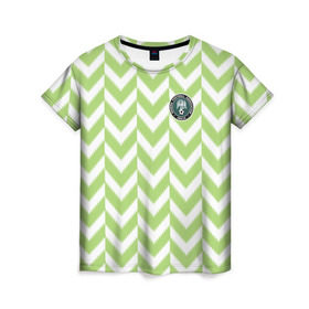 Женская футболка 3D с принтом Домашняя форма сборной Нигерии , 100% полиэфир ( синтетическое хлопкоподобное полотно) | прямой крой, круглый вырез горловины, длина до линии бедер | Тематика изображения на принте: чемпионат по футболу