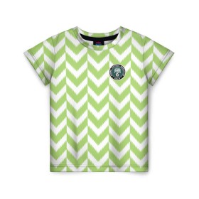 Детская футболка 3D с принтом Домашняя форма сборной Нигерии , 100% гипоаллергенный полиэфир | прямой крой, круглый вырез горловины, длина до линии бедер, чуть спущенное плечо, ткань немного тянется | чемпионат по футболу