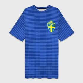 Платье-футболка 3D с принтом Швеция гостевая форма ЧМ 2018 ,  |  | гостевая форма | сборная швеции | футбольная форма | швеция