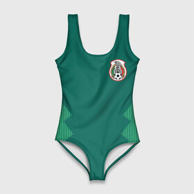 Купальник-боди 3D с принтом Домашняя форма сборной Мексики , 82% полиэстер, 18% эластан | Круглая горловина, круглый вырез на спине | мексика | сборная мексики | форма мексики | чемпионат по футболу