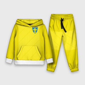 Детский костюм 3D (с толстовкой) с принтом Швеция домашняя форма ЧМ 2018 ,  |  | домашняя форма | сборная швеции | футбол | футбольная форма | швеция