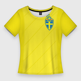 Женская футболка 3D Slim с принтом Швеция домашняя форма ЧМ 2018 ,  |  | домашняя форма | сборная швеции | футбол | футбольная форма | швеция