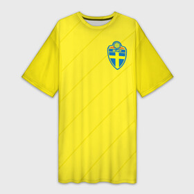 Платье-футболка 3D с принтом Швеция домашняя форма ЧМ 2018 ,  |  | домашняя форма | сборная швеции | футбол | футбольная форма | швеция