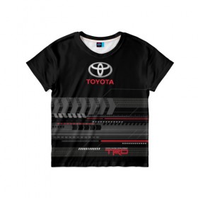 Детская футболка 3D с принтом Toyota 1 , 100% гипоаллергенный полиэфир | прямой крой, круглый вырез горловины, длина до линии бедер, чуть спущенное плечо, ткань немного тянется | car | toyota | абстракция | авто | графика | дизайн | полосы | протектор | пунктир | след шин | тойота