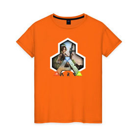 Женская футболка хлопок с принтом Ark Survival Evolved , 100% хлопок | прямой крой, круглый вырез горловины, длина до линии бедер, слегка спущенное плечо | ark survival evolved