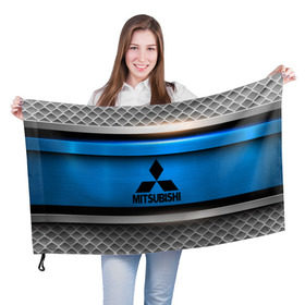 Флаг 3D с принтом MITSUBISHI SPORT , 100% полиэстер | плотность ткани — 95 г/м2, размер — 67 х 109 см. Принт наносится с одной стороны | 