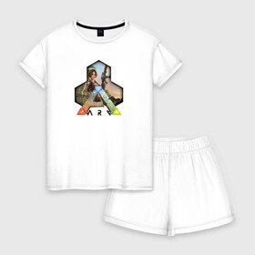 Женская пижама с шортиками хлопок с принтом Ark Survival Evolved , 100% хлопок | футболка прямого кроя, шорты свободные с широкой мягкой резинкой | арк