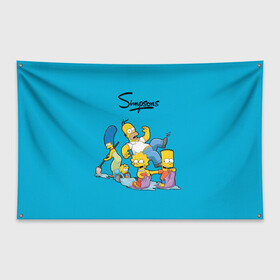 Флаг-баннер с принтом Симпсоны , 100% полиэстер | размер 67 х 109 см, плотность ткани — 95 г/м2; по краям флага есть четыре люверса для крепления | гомер | мульт | семья | симпсоны