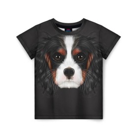 Детская футболка 3D с принтом Cavalier King Charles , 100% гипоаллергенный полиэфир | прямой крой, круглый вырез горловины, длина до линии бедер, чуть спущенное плечо, ткань немного тянется | голова | собака | спаниель