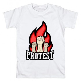 Мужская футболка хлопок с принтом Протест , 100% хлопок | прямой крой, круглый вырез горловины, длина до линии бедер, слегка спущенное плечо. | борьба | кулаки | пламя | протест | революция