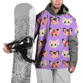 Накидка на куртку 3D с принтом Cat and Panda , 100% полиэстер |  | animal | cat | cute | kitty | meow | pattern | pet | животное | кот | котенок | котики | мяу | паттерн