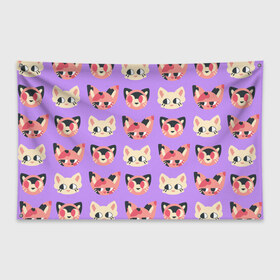 Флаг-баннер с принтом Cat and Panda , 100% полиэстер | размер 67 х 109 см, плотность ткани — 95 г/м2; по краям флага есть четыре люверса для крепления | animal | cat | cute | kitty | meow | pattern | pet | животное | кот | котенок | котики | мяу | паттерн