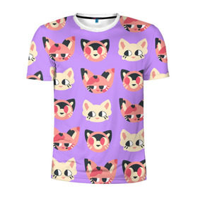 Мужская футболка 3D спортивная с принтом Cat and Panda , 100% полиэстер с улучшенными характеристиками | приталенный силуэт, круглая горловина, широкие плечи, сужается к линии бедра | animal | cat | cute | kitty | meow | pattern | pet | животное | кот | котенок | котики | мяу | паттерн