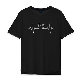 Мужская футболка хлопок Oversize с принтом HeartbeatCat , 100% хлопок | свободный крой, круглый ворот, “спинка” длиннее передней части | Тематика изображения на принте: animal | cat | cute | heart | kitty | meow | pet | животное | кот | котенок | котики | мяу | сердце