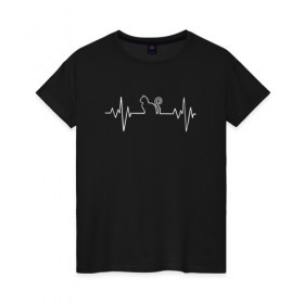 Женская футболка хлопок с принтом HeartbeatCat , 100% хлопок | прямой крой, круглый вырез горловины, длина до линии бедер, слегка спущенное плечо | animal | cat | cute | heart | kitty | meow | pet | животное | кот | котенок | котики | мяу | сердце