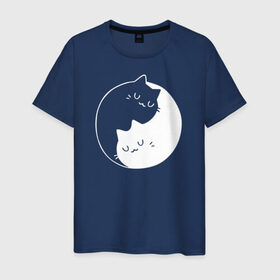 Мужская футболка хлопок с принтом Инь Янь , 100% хлопок | прямой крой, круглый вырез горловины, длина до линии бедер, слегка спущенное плечо. | cat | kitty | животное | инь ян | кот | котенок | котики