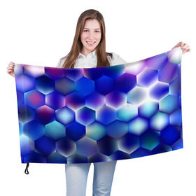 Флаг 3D с принтом Синяя чешуя змеи , 100% полиэстер | плотность ткани — 95 г/м2, размер — 67 х 109 см. Принт наносится с одной стороны | абстракция | арт | геометрия | кожа | краска | красочные | лето | огонь | пламя | чешуя
