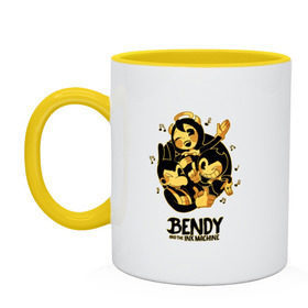 Кружка двухцветная с принтом Bendy and the ink machine (31) , керамика | объем — 330 мл, диаметр — 80 мм. Цветная ручка и кайма сверху, в некоторых цветах — вся внутренняя часть | bendy | bendy and the ink machine | game | horror | ink | machine | trend | video game