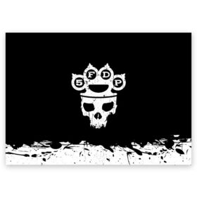 Поздравительная открытка с принтом Five Finger Death Punch , 100% бумага | плотность бумаги 280 г/м2, матовая, на обратной стороне линовка и место для марки
 | 5fdp | alternative | ffdp | groove | metal | metall | rock | альтернатива | грув | группа | метал | рок | череп
