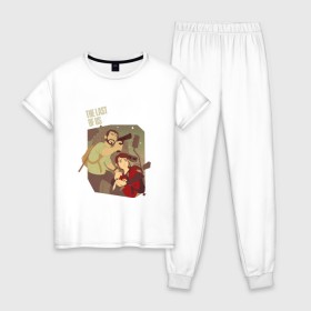 Женская пижама хлопок с принтом The Last of Us , 100% хлопок | брюки и футболка прямого кроя, без карманов, на брюках мягкая резинка на поясе и по низу штанин | the last of us | гриб | грибы | джоэл | кордицепс | пиратs | элли