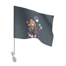 Флаг для автомобиля с принтом Toradora , 100% полиэстер | Размер: 30*21 см | anime | аниме | карманный тигр | торадора toradora айсака тайга