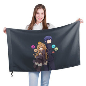 Флаг 3D с принтом Toradora , 100% полиэстер | плотность ткани — 95 г/м2, размер — 67 х 109 см. Принт наносится с одной стороны | anime | аниме | карманный тигр | торадора toradora айсака тайга