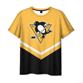 Мужская футболка 3D с принтом Pittsburgh Penguins (Форма 1) , 100% полиэфир | прямой крой, круглый вырез горловины, длина до линии бедер | питтсбург пингвинз