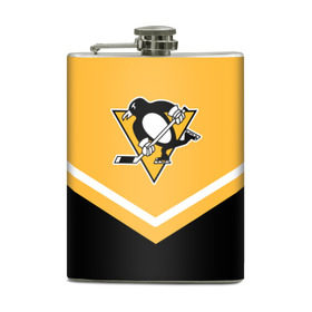 Фляга с принтом Pittsburgh Penguins (Форма 1) , металлический корпус | емкость 0,22 л, размер 125 х 94 мм. Виниловая наклейка запечатывается полностью | Тематика изображения на принте: питтсбург пингвинз