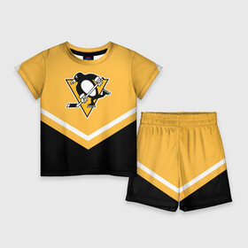 Детский костюм с шортами 3D с принтом Pittsburgh Penguins (Форма 1) ,  |  | питтсбург пингвинз