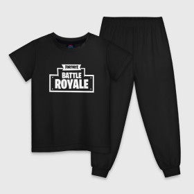 Детская пижама хлопок с принтом Fortnite Battle Royale Logo , 100% хлопок |  брюки и футболка прямого кроя, без карманов, на брюках мягкая резинка на поясе и по низу штанин
 | Тематика изображения на принте: 