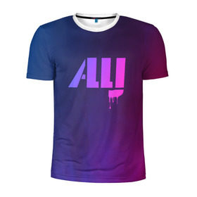 Мужская футболка 3D спортивная с принтом ALLJ , 100% полиэстер с улучшенными характеристиками | приталенный силуэт, круглая горловина, широкие плечи, сужается к линии бедра | allj | music | pop | purple | rap | градиент | клубная музыка. | космос | минимал | музыка | поп | розовое вино | рэп | сузуки | фиолетовый | элджей