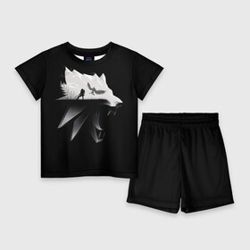 Детский костюм с шортами 3D с принтом Волк ,  |  | Тематика изображения на принте: gerald | wild hunt | witcher | wolf | ведьмак | волк | дикая охота