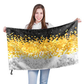 Флаг 3D с принтом 1858 Имперский флаг пикселами , 100% полиэстер | плотность ткани — 95 г/м2, размер — 67 х 109 см. Принт наносится с одной стороны | camouflage fabric suprime military | военный триколор россии | камуфляж имперский флаг россии | камуфляжный | текстура вежливых | черно желто белый