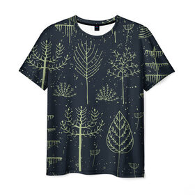 Мужская футболка 3D с принтом Загадочный лес , 100% полиэфир | прямой крой, круглый вырез горловины, длина до линии бедер | дерево | дуб | елка | животные | лес | мода | обитатели | прикольные | природа | сказка | тайна | яркие