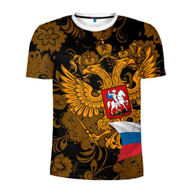 Мужская футболка 3D спортивная с принтом Россия , 100% полиэстер с улучшенными характеристиками | приталенный силуэт, круглая горловина, широкие плечи, сужается к линии бедра | ru | rus | герб | двуглавый орел | российская | россия | рф | федерация | флаг