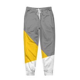 Мужские брюки 3D с принтом Серый, желтый, белый-идеальное сочетание! , 100% полиэстер | манжеты по низу, эластичный пояс регулируется шнурком, по бокам два кармана без застежек, внутренняя часть кармана из мелкой сетки | 
