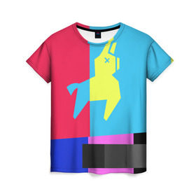 Женская футболка 3D с принтом Лама Фортнайт , 100% полиэфир ( синтетическое хлопкоподобное полотно) | прямой крой, круглый вырез горловины, длина до линии бедер | battle royale | fortnite | lama | батл рояль | лама | фортнайт